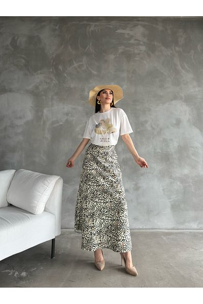 Fiori Πολυτελής ποιότητας Maxi Μακριά Σατέν Φούστα με Ελαστική Μέση