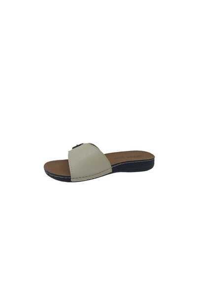 Zerhan 2455 Women's Beige Buckle Daily Use Slippers