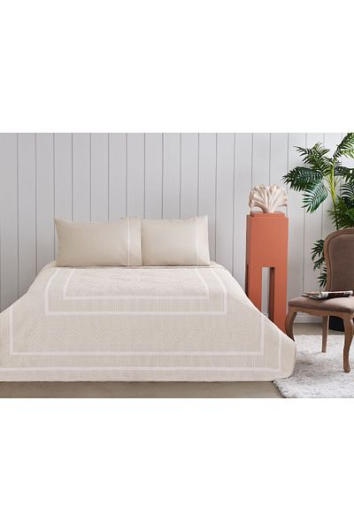 Taç Jacquard Pique Set Anette Beige Single
