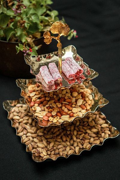 ANTEPSEPETİ 3-Layer Silver Plated Cake Holder and Snack Bowl