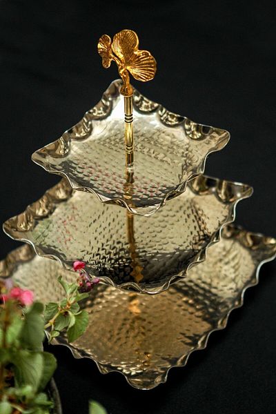 ANTEPSEPETİ 3-Layer Silver Plated Cake Holder and Snack Bowl