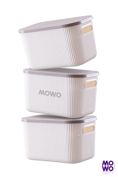 Mowo Home Trove 3 Τεμάχια 6.2 Λτ Λευκός Ρυθμιστής Οργανωτής - Καπάκι Διακοσμητικό Κουτί Αποθήκευσης