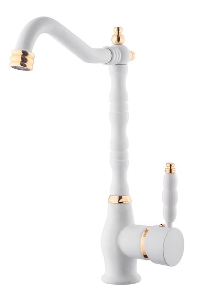 İda Point Rustic Kitchen Sink Faucet White Gold