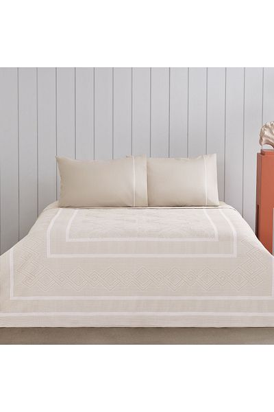 Taç Jacquard Pique Set Anette Beige Single