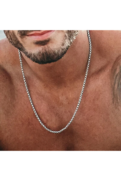 Herşey Nota Arnavut Zinciri Örme Erkek Çelik Kolye Zincir 3mm 70CM
