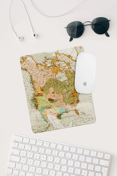 HobiShop Vintage Ορθογώνιο Mouse Pad με Σχέδιο Χάρτη και Στήριγμα Καρπού.