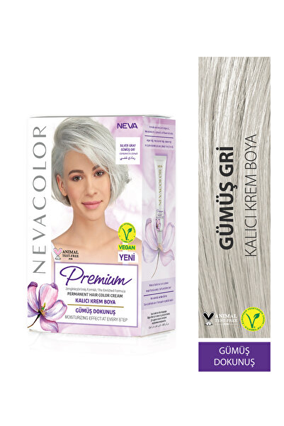 Nevacolor Premium GÜMÜŞ GRİ Kalıcı Krem Saç Boyası Seti