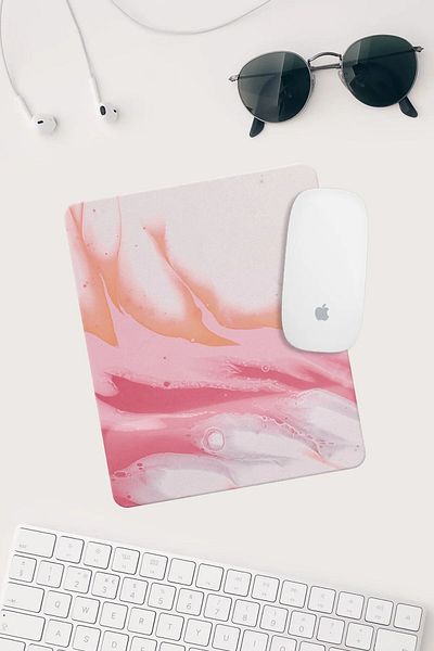 HobiShop Ροζ πορτοκαλί μοτίβο Ορθογώνιο Mouse Pad με στήριγμα καρπού.