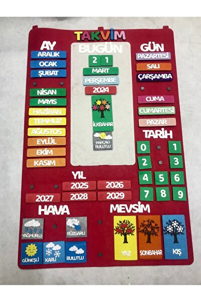 KeçeBizde Keçe interaktif takvim materyali kırmızı renk