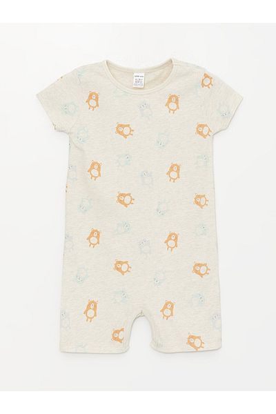 LC Waikiki LCW Crew Neck Short Sleeve Printed Cotton Baby Boy Jumpsuit 2-Piece