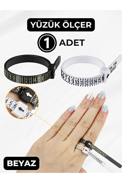 Hugdesign 1 Adet Beyaz Yüzük Ölçü Metresi, Parmak Ve Yüzük Ölçer, Yüzük Ölçüm...