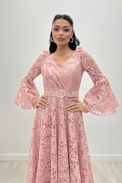 giyimmasalı Lace Fabric Sleeves with Flywheel Detail - PUDRA