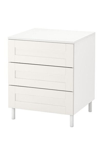 IKEA 3 çekmeceli şifonyer, beyaz, 60x57x73 cm