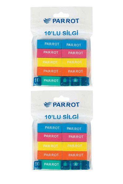 Parrot Colorful Eraser Set 20 Pieces Bag