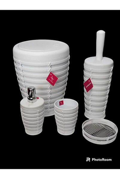 Genel Markalar Prima Nova Primanova Palm 5 Parça Yuvarlak Çöp Kovalı Banyo Se...