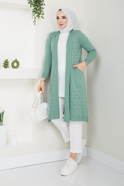 Pamuk Butik Γυναικεία Casual Ζακέτα με Τσέπες Mint Green