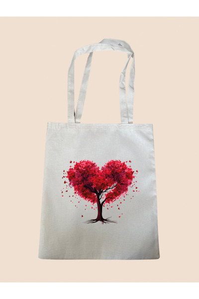 lili hediyelik Geantă de pânză imprimată Heart Tree - Geantă de umăr pentru f...
