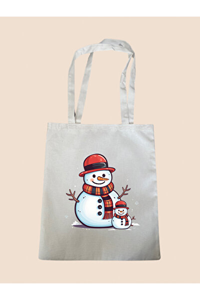 lili hediyelik حقيبة قماش بطبعة رجل الثلج - حقيبة كتف نسائية كبيرة الحجم