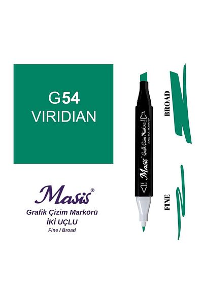 Masis 54 Viridian Green Double Ended Graphic Drawing Pen
