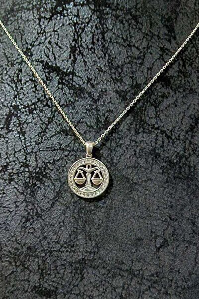 Ziu 925 Ayar Terazi Burcu Gümüş Kolye uzunluk 45  (rodyum,gold,rose)