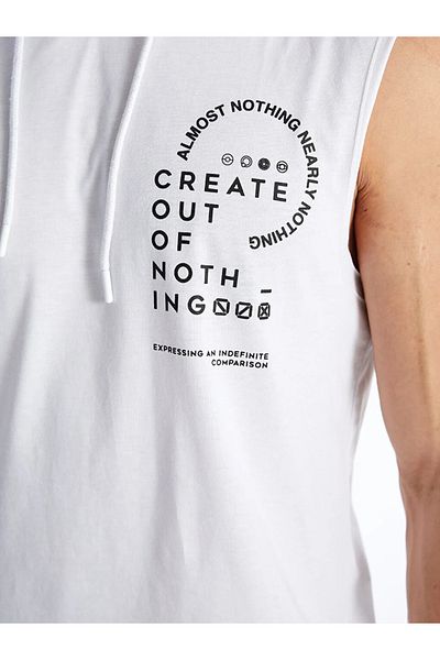 LC Waikiki XSIDE Ärmelloses Herren-T-Shirt aus gekämmter Baumwolle mit Kapuze und Aufdruck