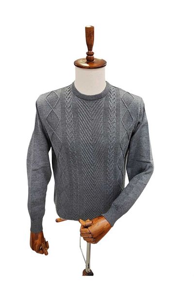 Diandor Men's Hair Braid Patterned Sweater