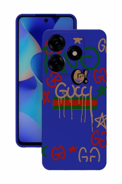 realme C53 Blue Color Silicone Case with Print and Camera Protection