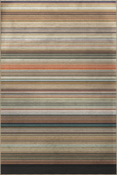 Rugs Modern Halı Karışık Renkli Düz Çizgili Desenli Dokuma Taban Halı 4203