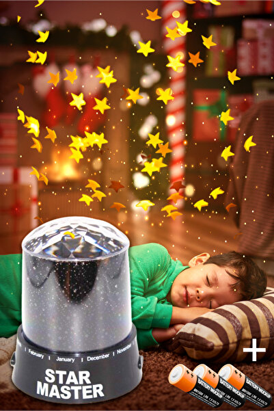 yıldızlı kar Gece Lambası 3 pil ile Renkli Yıldızlı Gökyüzü Projeksiyon Yansıtmalı Çocuk Bebek Odası Lamba