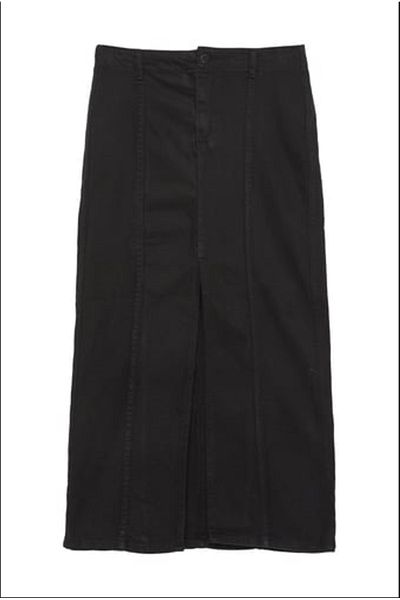 Quzu Slit Detailed Denim Skirt Black