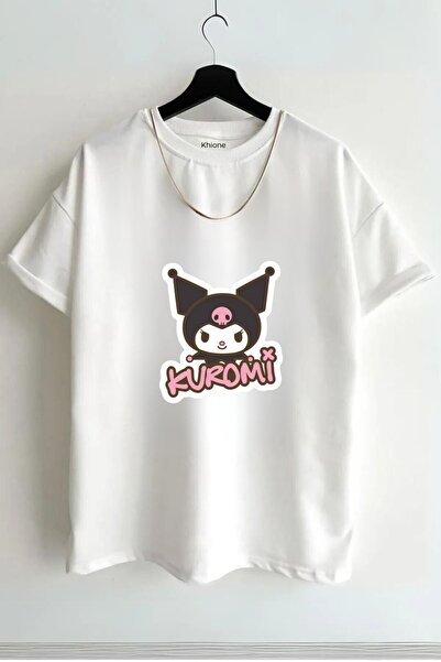 Khione Tricou unisex cu mânecă scurtă, 100% bumbac, imprimat cu design Kuromi