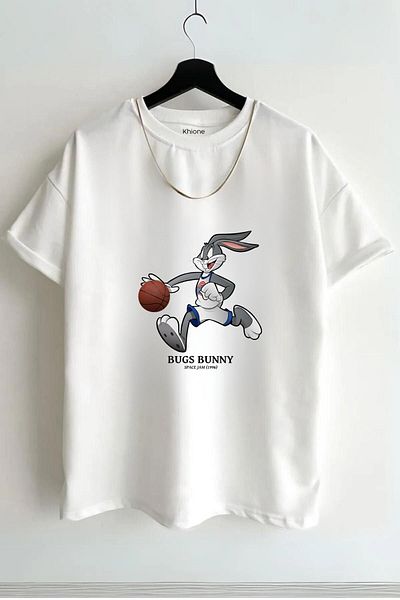 Khione Μπλουζάκι Unisex Bugs Bunny με εμπριμέ κοντό μανίκι 100% βαμβάκι