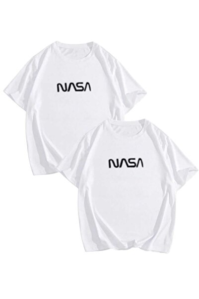 PERISENSE Set de 2 tricouri unisex, femei, bărbați, imprimate Nasa, combinați...