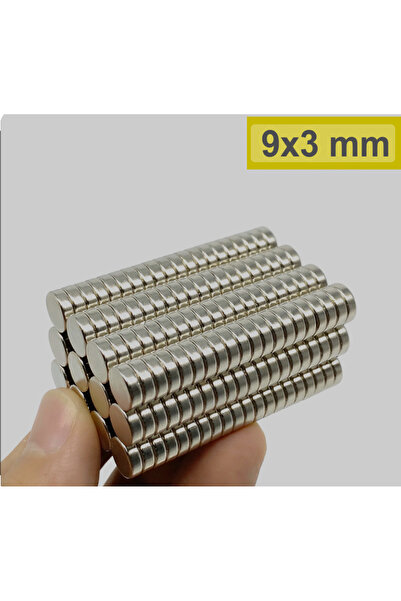 400 Adet 9x3 Yuvarlak Mıknatıs | Çap 9mm x Kalınlık 3mm Neodymium Magnet