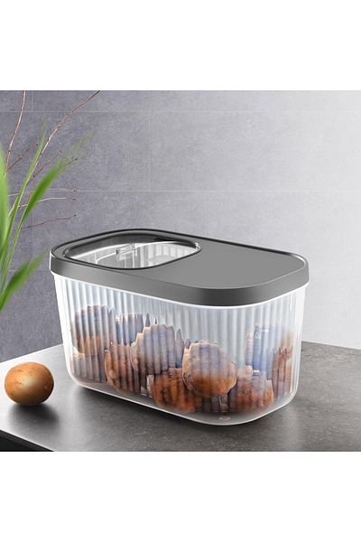 Ecolux 3 قطع 10 لتر حاوية تخزين سهلة الانزلاق مع غطاء منزلق للطعام والبطاطس والبصل أنثراسايت