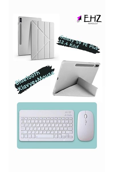 EHZ TEKNOLOJİ Galaxy S9 FE Plus 12.4 Compatible Tablet Case with Stand + Bluetooth Keyboard Mouse Set