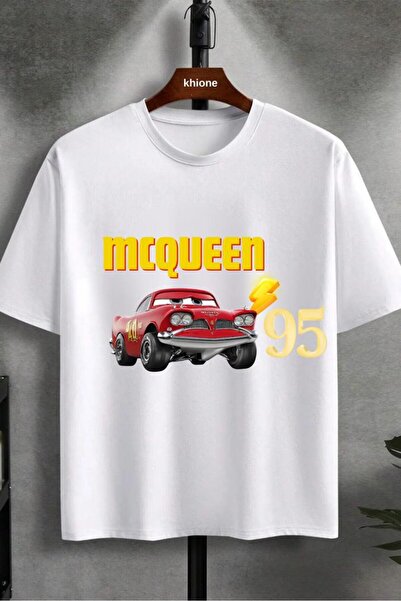Khione Tricou unisex cu mânecă scurtă imprimat Lightning McQueen Cars, 100% b...