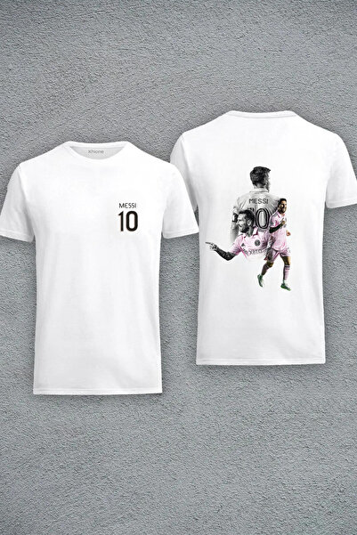 Khione Tricou oversize cu mânecă scurtă, 100% bumbac, cu imprimeu Messi, unisex