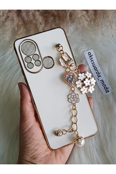 Aksesuarda Moda İNFİNİX HOT 11S UYUMLU ÇİÇEKLİ TAŞLI GOLD DETAYLI LAZER KESİM...