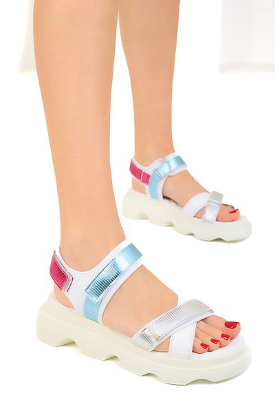 SOHO White-Multi Women's Sandals 19028