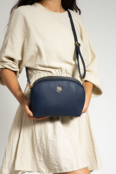 Sanmorris حقيبة كتف نسائية بحزام متقاطع مكونة من 3 أقسام وسحاب معدني مزدوج با...