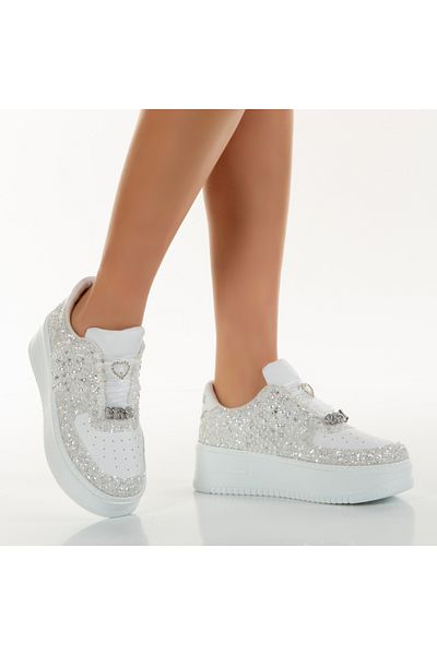 Ayakkabı Tutkusu Stilo ® Sparkly Bridal Shoes Pearl Details Sports Bridal Shoes