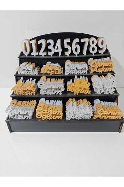 PLEXİ Pleksi Standlı Set Pasta Süsü Yazı Ve Rakamlar
