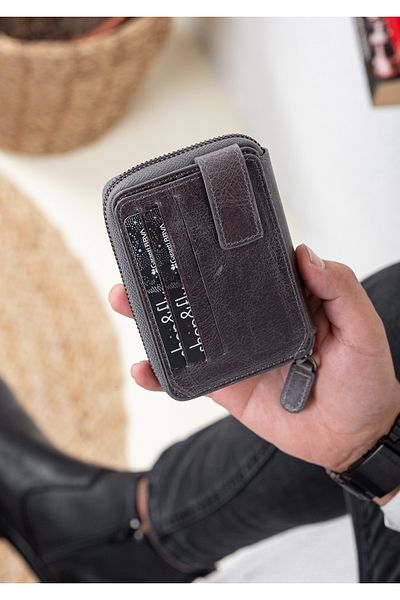 Niki Leather Πορτοφόλι Arya Vintage Δερμάτινο με φερμουάρ Unisex θήκη για κάρτες