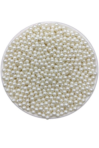 Hedef Bijuteri 5mm Deliksiz İnci Boncuk, Deliksiz 5mm Krem Plastik Çakma Incisi (50gr,~700 Adet)