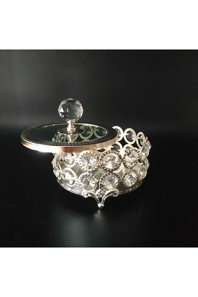 HİLALKRİSTAL Silver Luxury Sugar Bowl