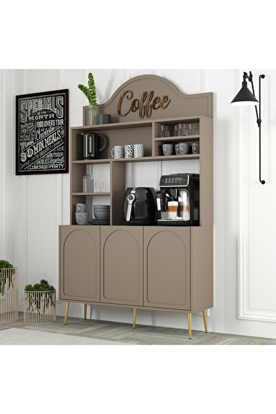Variant Mobilya Lyon Kahve Köşesi Çok Amaçlı Dolap - Atlas / Altın
