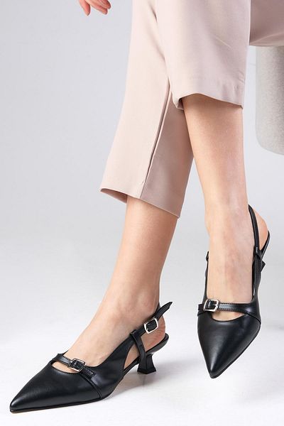 Mio Gusto Kristin schwarze Damenschuhe mit niedrigem Absatz