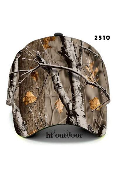 HT Outdoor نموذج قبعة منقوشة على شكل شجرة، ظهر قابل للتعديل (فيلكرو)
