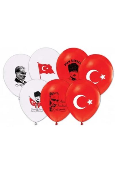 PartAntalya 50 Turkish Flag and Atatür Printed Mixed Balloons